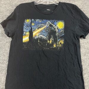 Black Godzilla Starry night Graphic Tee